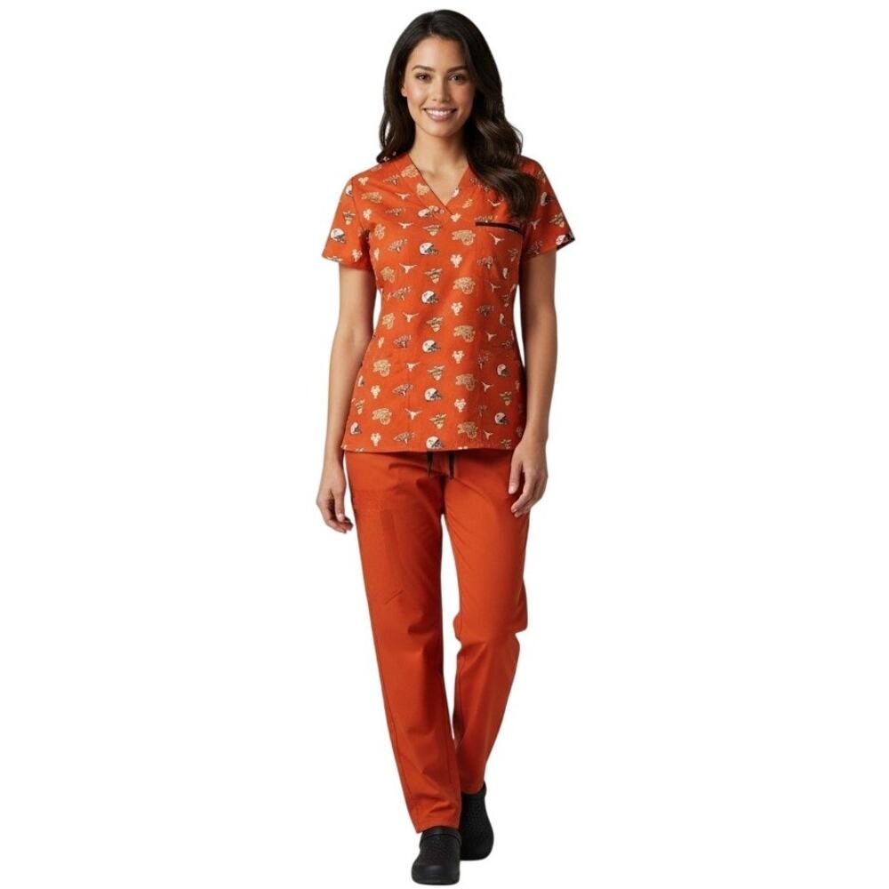 Scrubs Dudz SM UNIVERSITY OF TEXAS Unisex Texas Longhorns SCRUB Top and Bottom